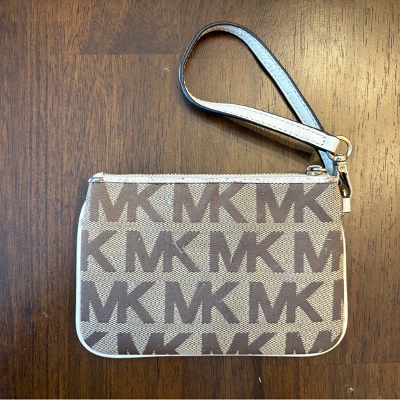 Michael Kors Tan and Cream Logo Wristlet - Picture 1 of 4